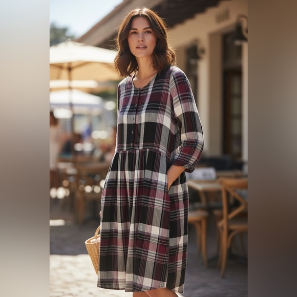 Dresses & Skirts - Orange Creek Checkered Button-Up dress